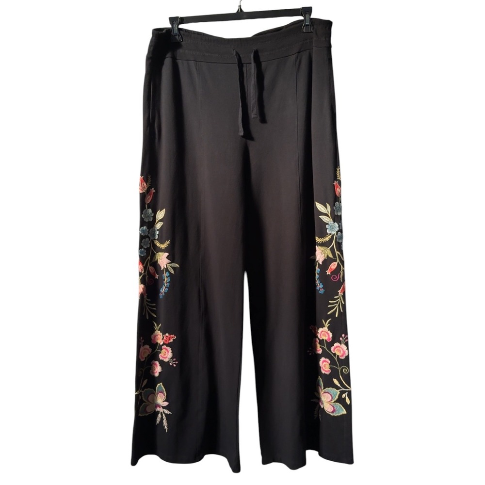 Johnny Was Womens Size XL Black French Terry Seamed Julianna Pant NWT - Picture 3 of 12